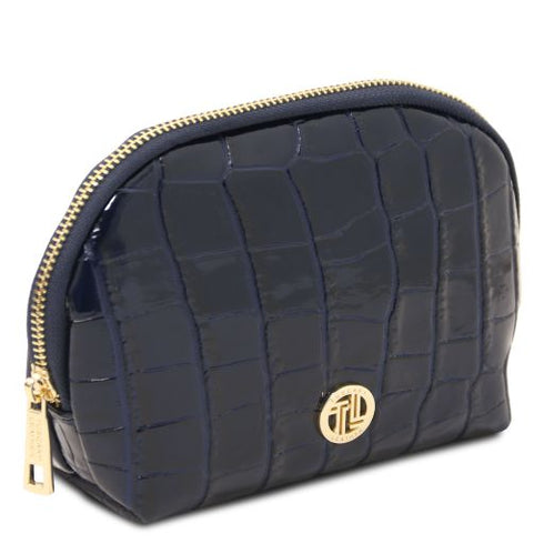 Vera - Croc print leather toiletry case